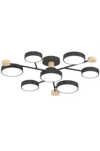 Светодиодная потолочная люстра SVLIGHT LED XI3318-7 BK+WOOD 108W