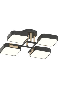 Светодиодная потолочная люстра SVLIGHT LED XI3352-4 BK+WOOD 72W