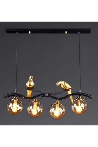 Люстра в стиле лофт с птичками на планке SVLIGHT на 4 лампочки 23916/4 черный